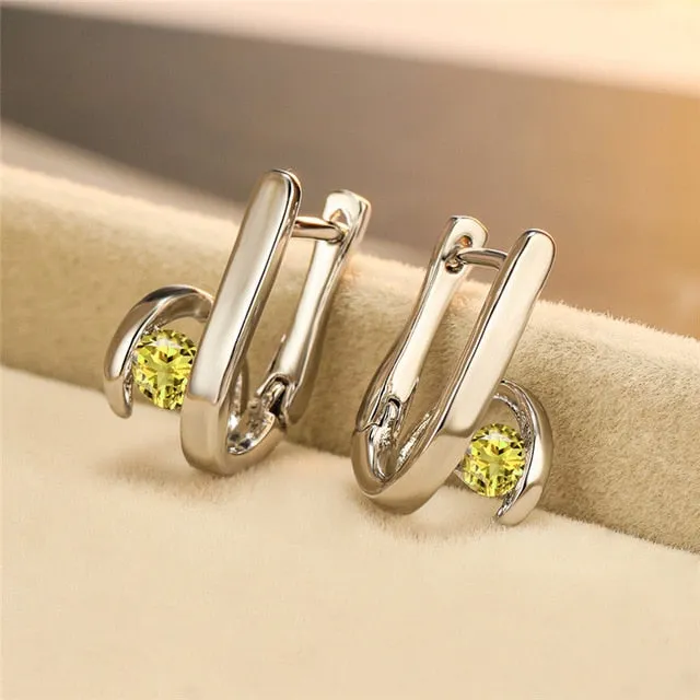White Sapphire 925 Silver Earrings For Women Wedding Jewelry