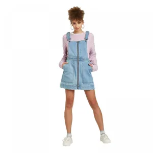 Wild Fable Women's Zip Front Square Neck Denim Pinafore Mini Dress