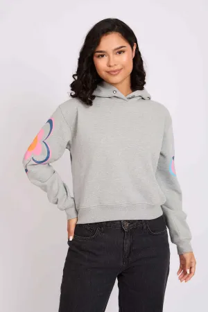 Women Sweat Shirt  Regular Fit Hoodie Printed Grey