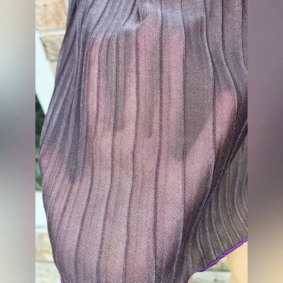 Y2K Escante Goth Grey Lace &amp; Shimmery Purple Rippled Lingerie Top