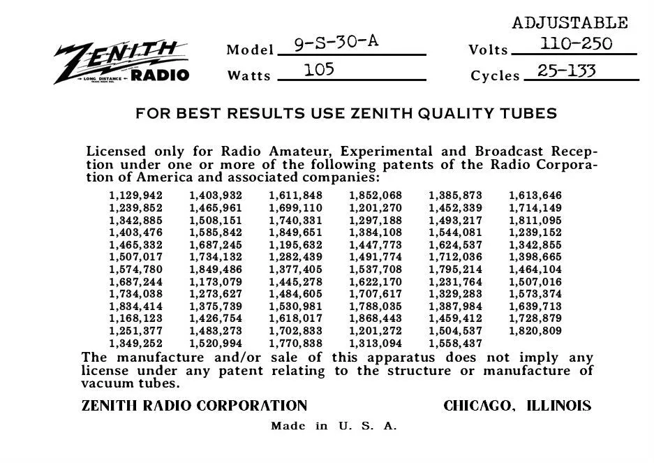 ZENITH-9S30A
