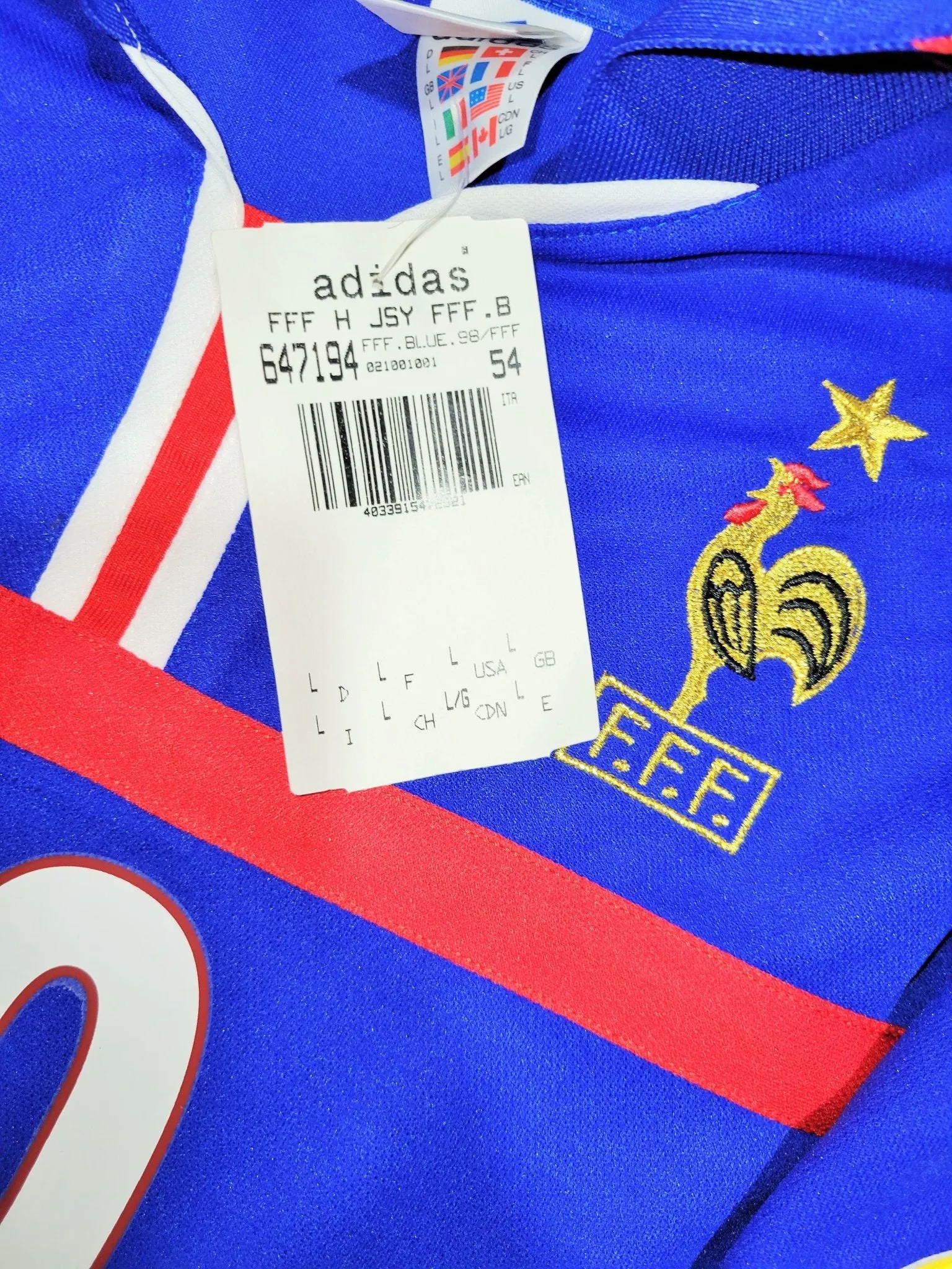 Zidane France 2000 EURO CUP Home Soccer Jersey Shirt BNWT L